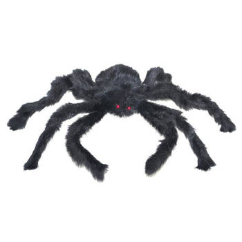 Horror decoratie nep spin zwart 28 cm - Feestdecoratievoorwerp