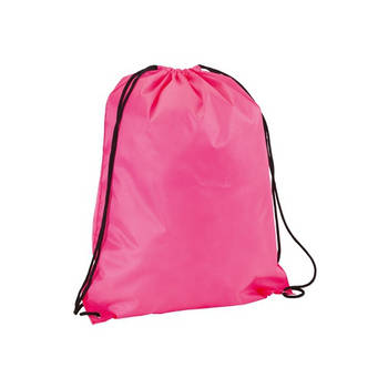 Neon roze gymtas/sporttas met rijgkoord 34 x 42 cm - Rugzak