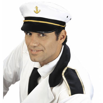 Kapiteins petten wit volwassenen - Verkleedhoofddeksels
