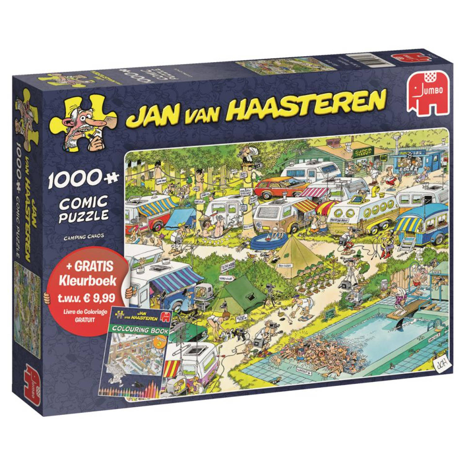 Formuleren Communisme Wie Jan van Haasteren Camping Chaos + gratis kleurboek - 1000 stukjes | Blokker