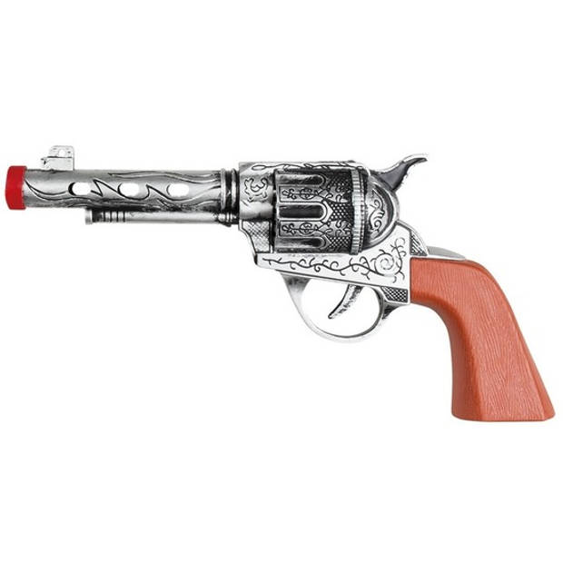 Speel cowboy/sheriff revolver/pistool zilver 20 cm Western thema - Speelgoedpistool