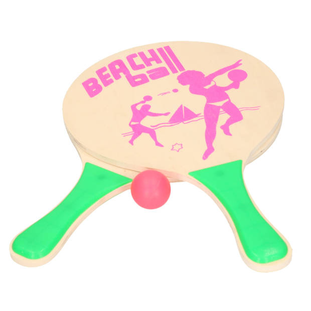 Houten beachball setje met bal groen - Beachballsets