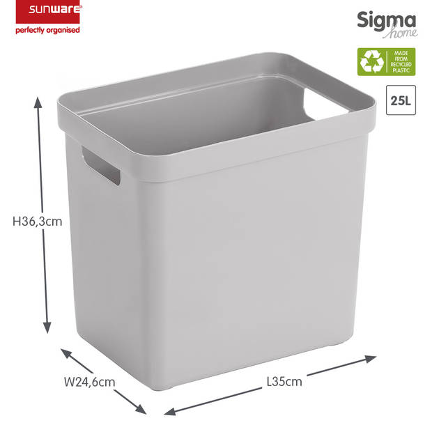 Sunware - Sigma home opbergbox 25L grijs - 35 x 24,6 x 36,3 cm