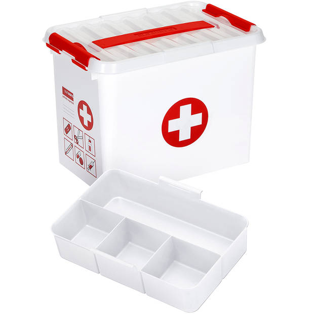 Sunware - Q-line EHBO doos met inzet 9L wit rood - 30 x 20 x 22 cm