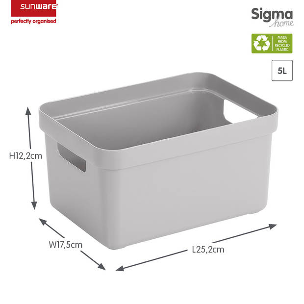 Sunware - Sigma home opbergbox 5L grijs - 25,2 x 17,5 x 12,2 cm