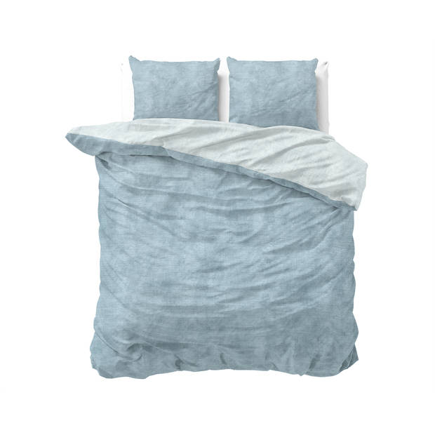 Sleeptime fl twin washed cotton blue - dekbedovertrek: 2-persoons (200 cm)