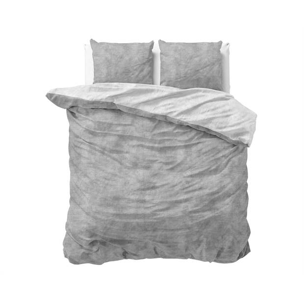 Sleeptime fl twin washed cotton grey - dekbedovertrek: 2-persoons (200 cm)