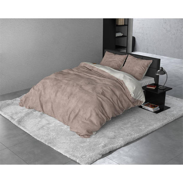 Sleeptime fl twin washed cotton taupe - dekbedovertrek: 2-persoons (200 cm)