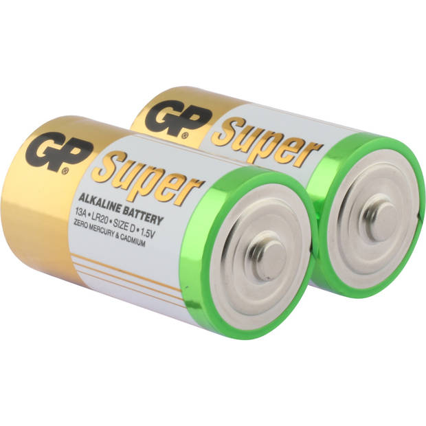 GP Super Alkaline batterijen D/LR20 - 2 stuks