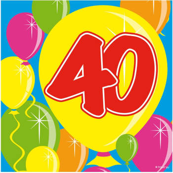 60x Veertig/40 jaar feest servetten Balloons 25 x 25 cm verjaardag/jubileum - Feestservetten