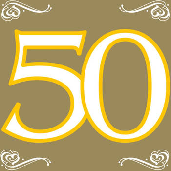60x Vijftig/50 jaar feest servetten 33 x 33 cm verjaardag/jubileum - Feestservetten