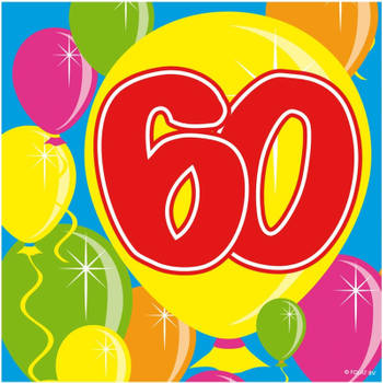 40x Zestig/60 jaar feest servetten Balloons 25 x 25 cm verjaardag/jubileum - Feestservetten