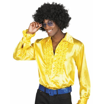 Gele rouche overhemd voor heren M - Carnavalsblouses