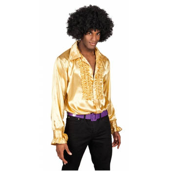 Heren rouche overhemd goud M - Carnavalsblouses