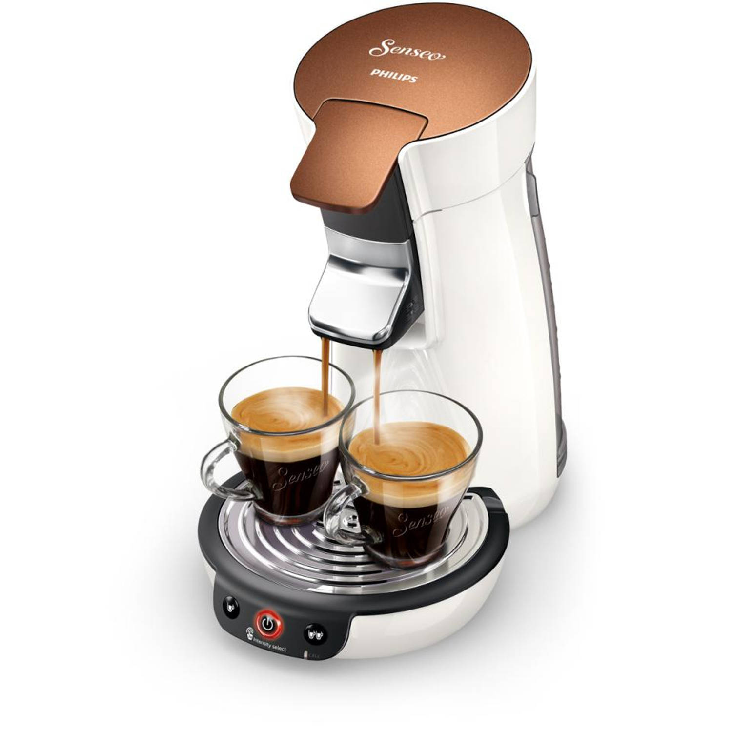 Vies afbreken Afleiden Philips SENSEO® Viva Café koffiepadmachine HD6569/00 - wit/koper | Blokker