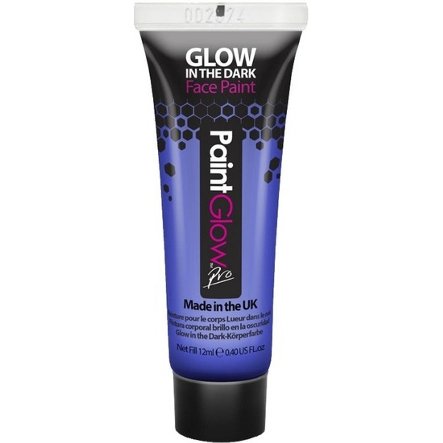 PaintGlow Face/Body paint - neon blue/glow in the dark - 10 ml - schmink/make-up - waterbasis - Schmink