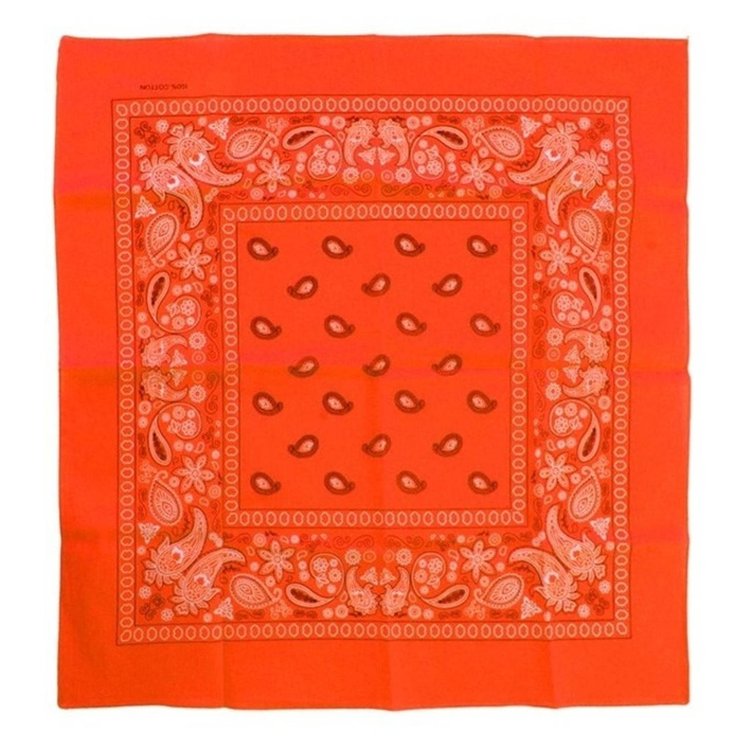 gangpad Kwadrant single Neon oranje zakdoek bandana 53 x 53 cm - Verkleedhoofddeksels | Blokker