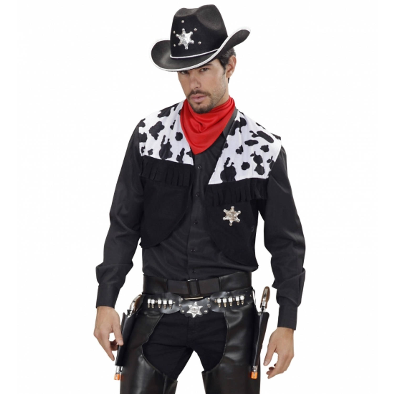 Cowboy dubbele holster western look zwart
