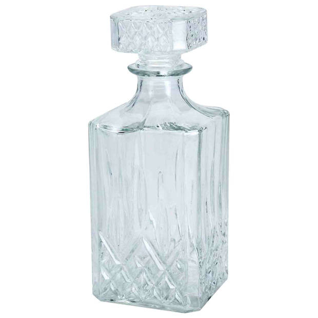 Glazen decoratie fles/karaf 900 ml/9 x 23 cm voor water of likeuren - Whiskeykaraffen
