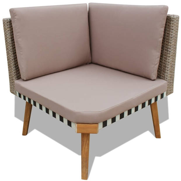 vidaXL 4-delige Loungeset met kussens poly rattan grijs