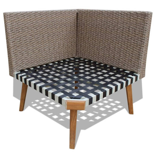 vidaXL 4-delige Loungeset met kussens poly rattan grijs