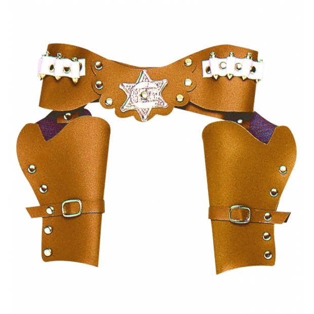 Cowboy dubbele holster western look volwassenen zwart - Verkleedattributen