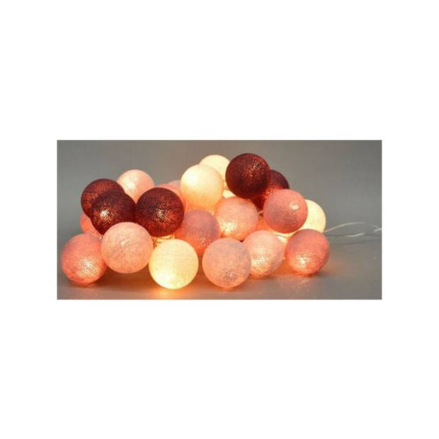 Lichtsnoer met rode Cotton Balls 378 cm - Lichtsnoeren