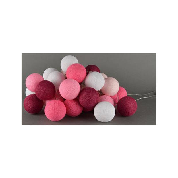 Lichtsnoer met roze Cotton Balls 378 cm - Lichtsnoeren