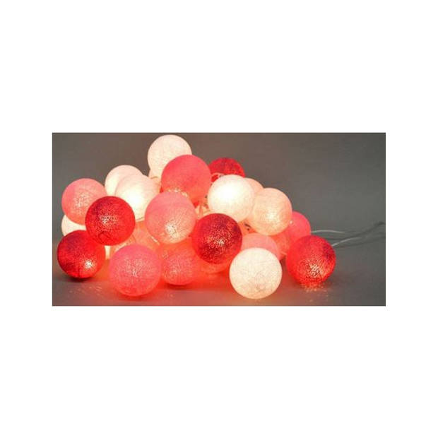 Lichtsnoer met roze Cotton Balls 378 cm - Lichtsnoeren