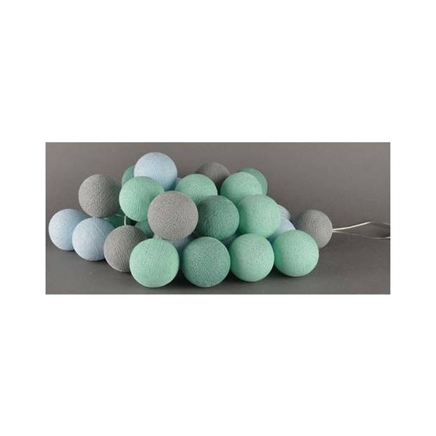 Lichtsnoer met mintgroene Cotton Balls 378 cm - Lichtsnoeren