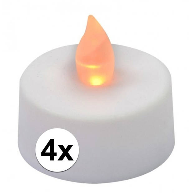 LED theelichten/waxinelichten wit 4 stuks - LED kaarsen