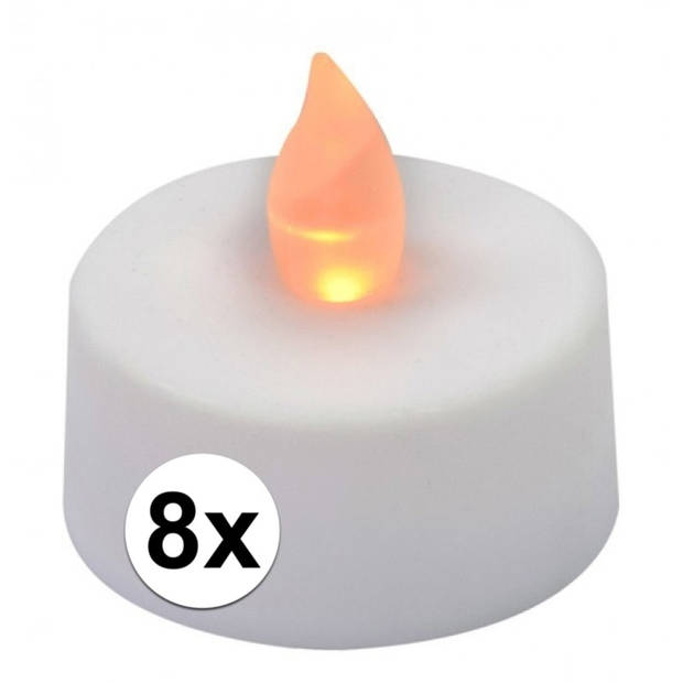 8x stuks LED theelichten/waxinelichten wit - LED kaarsen