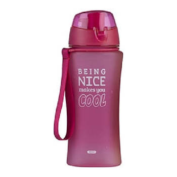 Roze sportfles/sportbeker met sportdop 480 ml Being nice makes you cool - Drinkflessen