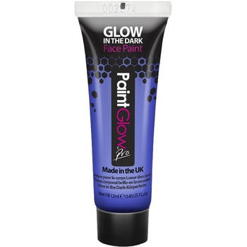 PaintGlow Face/Body paint - neon blue/glow in the dark - 10 ml - schmink/make-up - waterbasis - Schmink