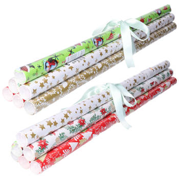 12x Kerstmis kadopapier - Cadeaupapier