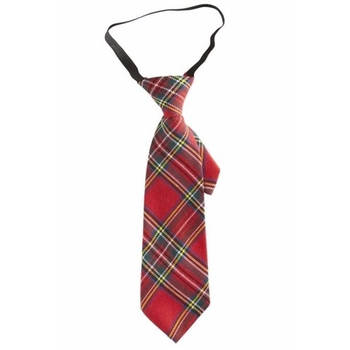 Geruite stropdas rood 30 cm voor volwassenen - Verkleedstropdassen