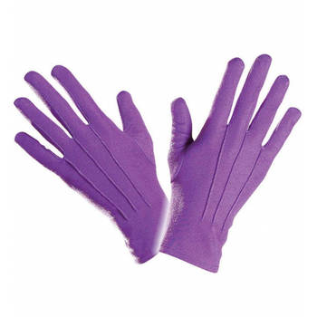 Handschoenen paars kort - Verkleedhandschoenen