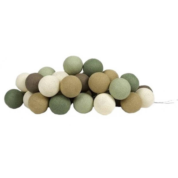 Lichtsnoer met groene Cotton Balls 378 cm - Lichtsnoeren