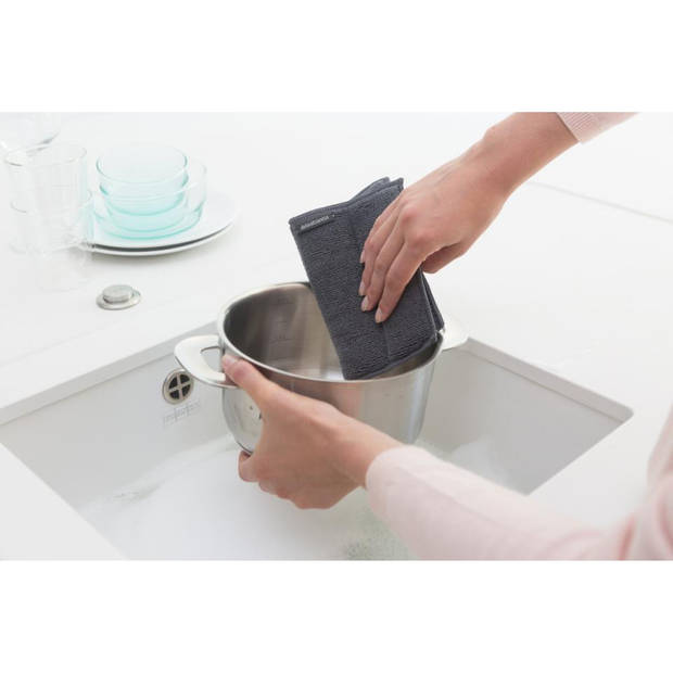 Brabantia Sink Side sponsdoekjes microvezel 16 x 22 cm, set van 3 - Dark Grey / Light Grey / Mint