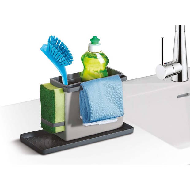 Tomado - Metaltex - Gootsteen Organiser - Tidy Tex - Verstelbaar - Verplaatsbaar - Voor zeep, spons, schoonmaakdoekjes