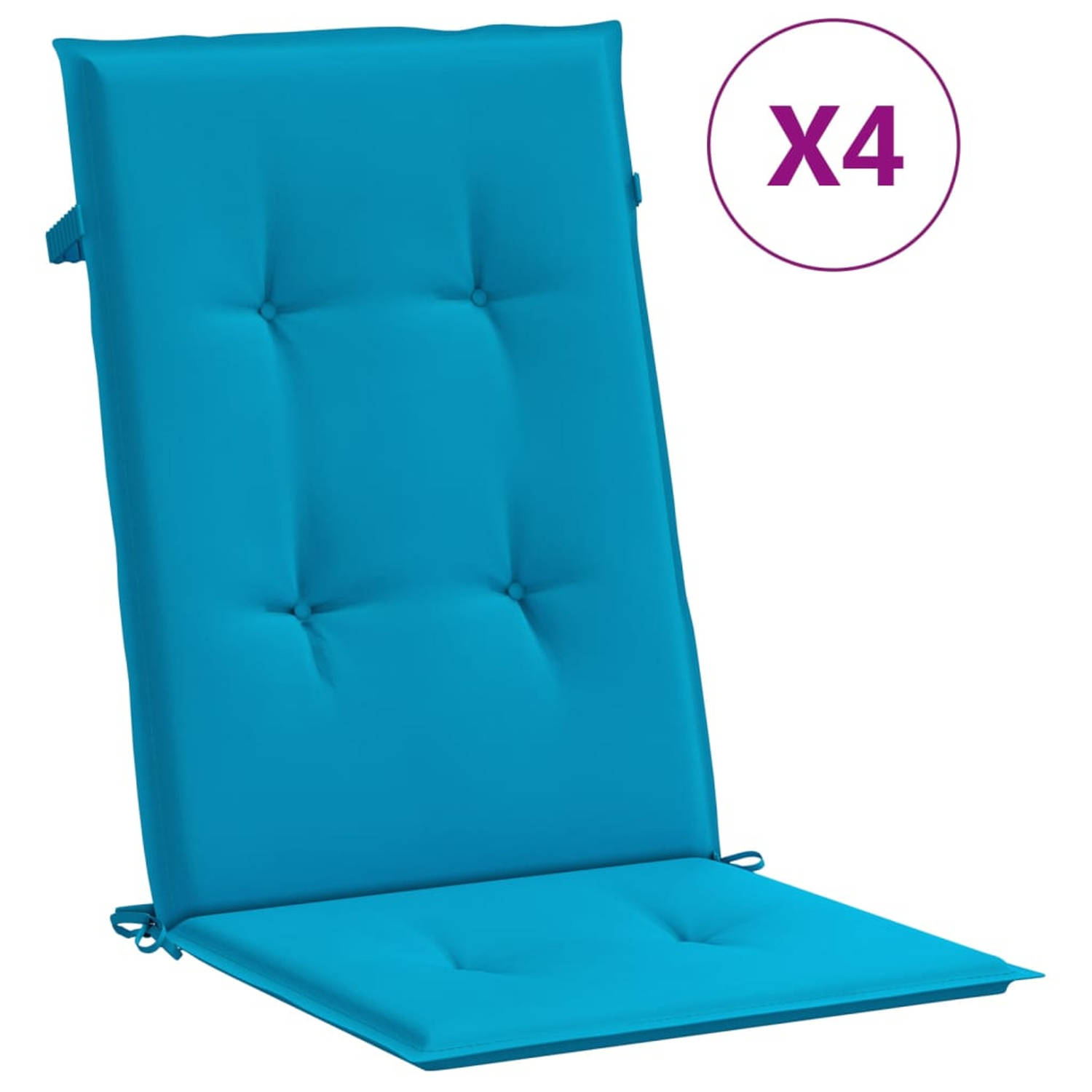 vidaXL Tuinstoel kussens blauw 120x50x3 cm 4 st