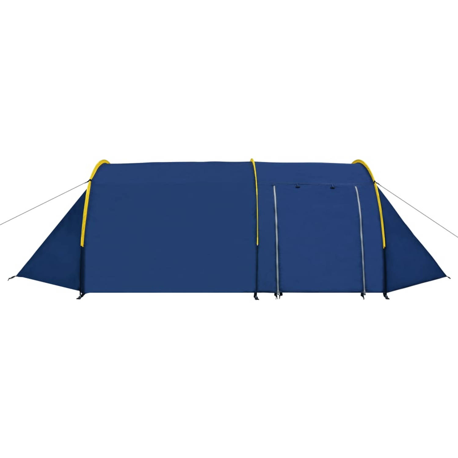 The Living Store Kampeertent - Grote - 4-persoons tent - Marine Blauw/Geel - 395x180x110 cm - Ademend materiaal