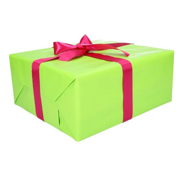 Groene cadeauverpakking pakket met roze cadeaulint - Cadeaupapier