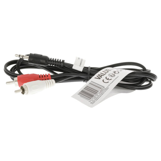 Stereo audio aux kabel 3.5 mm jack - l + r rca (tulp) male 1.50 m zwart