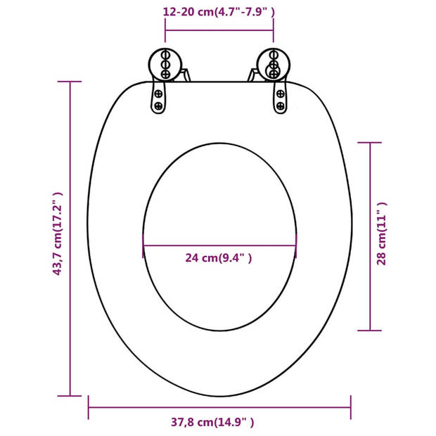 The Living Store Toiletbril oud hout - MDF - verstelbare scharnieren - 43.7 x 37.8 cm