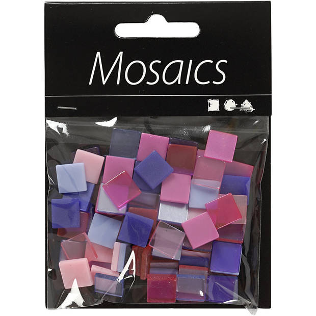 200x Mozaiek tegels kunsthars paars/roze 10x10 - Mozaiektegel