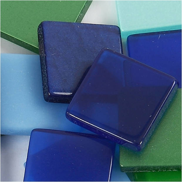 400x Mozaiek tegels kunsthars groen/blauw 10 x 10 mm - Mozaiektegel