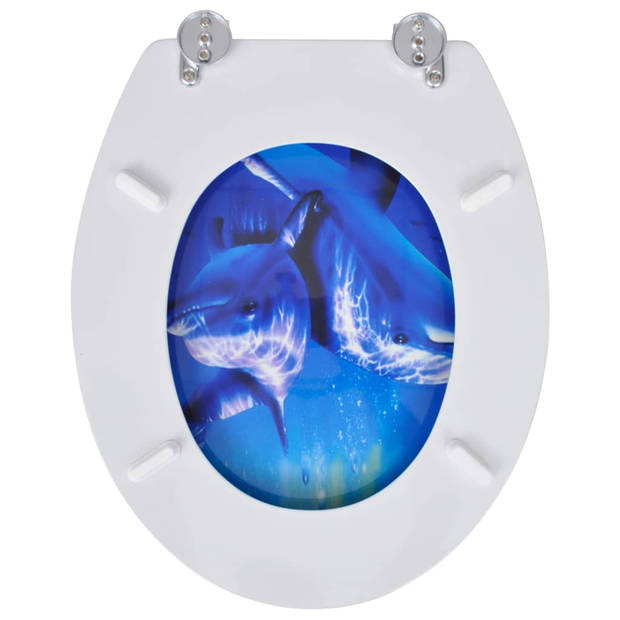 The Living Store Toiletbril Dolphins MDF - 43.7 x 37.8 cm - Duurzaam Materiaal