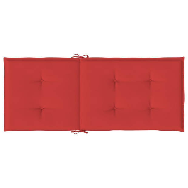 vidaXL Tuinstoelkussens 2 st hoge rug 120x50x3 cm stof rood