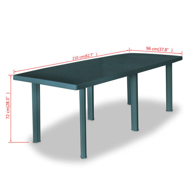 vidaXL Tuintafel 210x96x72 cm kunststof groen